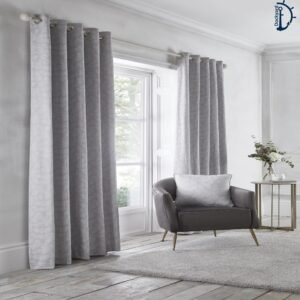curtains Fancy Leaves Silver Grey