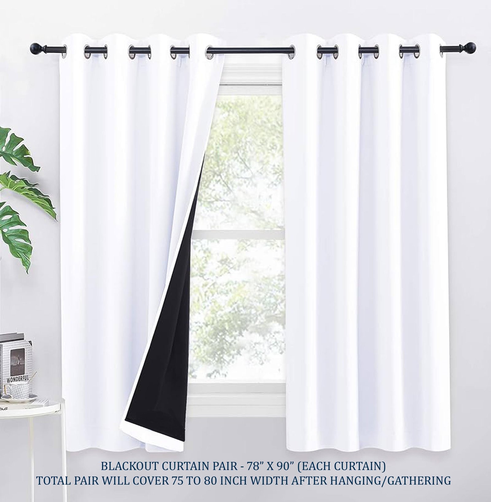 Sunblock Blackout Curtain PAIR - Light Blocking Curtain PAIR - 2 Piece 6.5ft x 7.5ft - Image 2