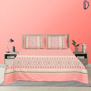 Pure Cotton Percale Bedsheets | Bedsheet set with Pillowcover | Floral Border