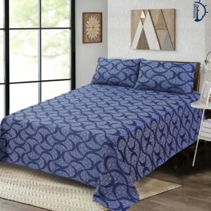 Marbel Blue |  Jacquard Bed Sheet | with Two Pillowcase