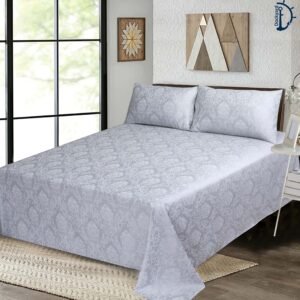 Royal Damask Silver Grey |  Jacquard Bed Sheet | with Two Pillowcase