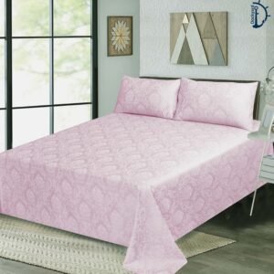 Royal damask Pink |  Jacquard Bed Sheet | with Two Pillowcase