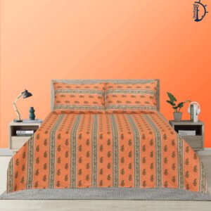 Pure Cotton Percale Bedsheets | Bedsheet set with Pillowcover | Rusty Stripe