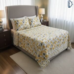 Satin Printed Bed Sheet | Bedsheet set with 2 Pillowcover | 5