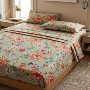 Satin Printed Bed Sheet | Bedsheet set with 2 Pillowcover | 3