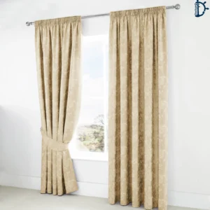 Spring Garden Gold Lined Curtain Set | Pack of 2 | Jacquard Tape Top Curtains