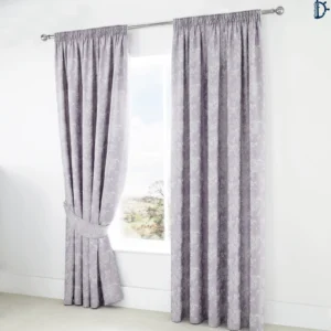 Spring Garden Lavender Lined Curtain | Pack of 2 | Jacquard Tape Top Curtains