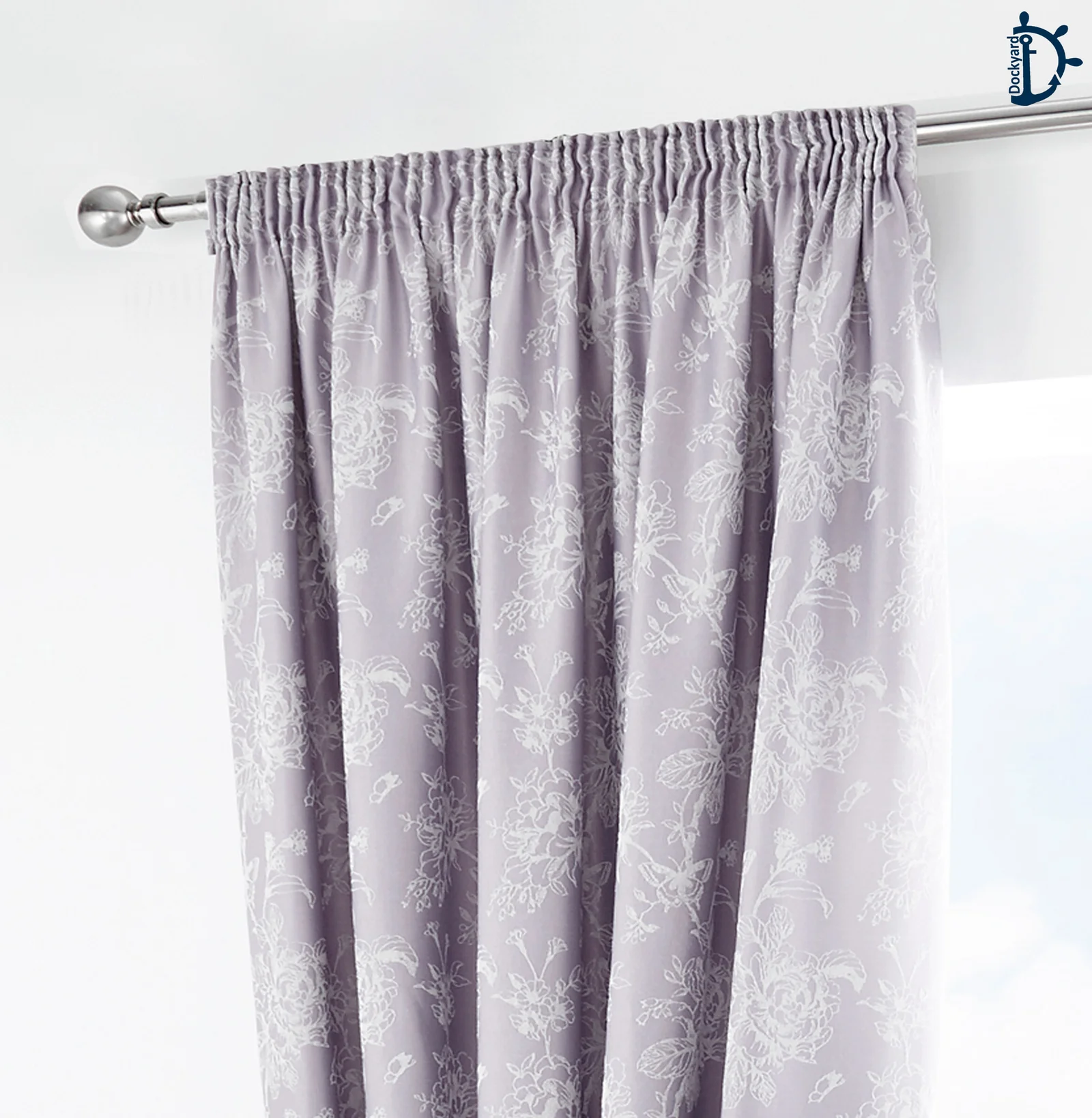 Spring Garden Lavender Lined Curtain | Pack of 2 | Jacquard Tape Top Curtains - Image 3