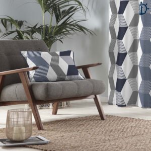 Luxury Geowall Chevron Printed – Half panama Cushion cover – Navy Blue | Single piece cushion cover