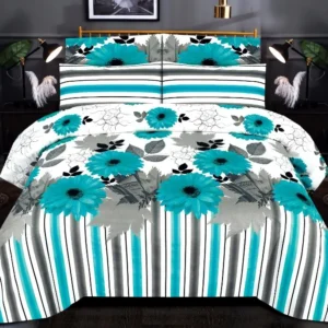Cotton Percale Bedsheets | Bedsheet set with Pillowcover | Turquoise Floral