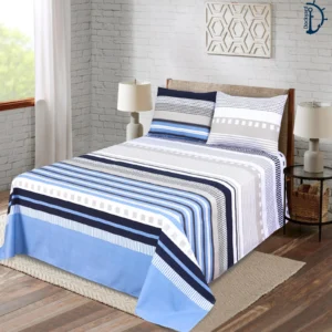 Cotton Percale Bedsheets | Bedsheet set with Pillowcover| Indus Stripe