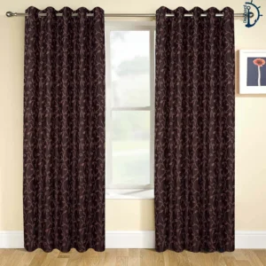 Jacquard Curtain Brown Ivy | TWO Lined curtains set for room