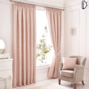 Royal Damask Jacquard Curtains for room – Blush Pink | Tape Top Curtain Pair