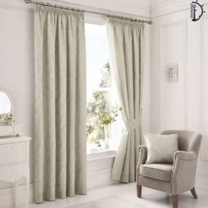 Royal Damask Jacquard Curtains for room – Light Grey | Tape Top Curtain Pair
