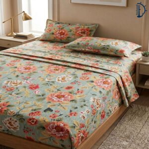 Satin Printed Bed Sheet | Bedsheet set with 2 Pillowcover | 3