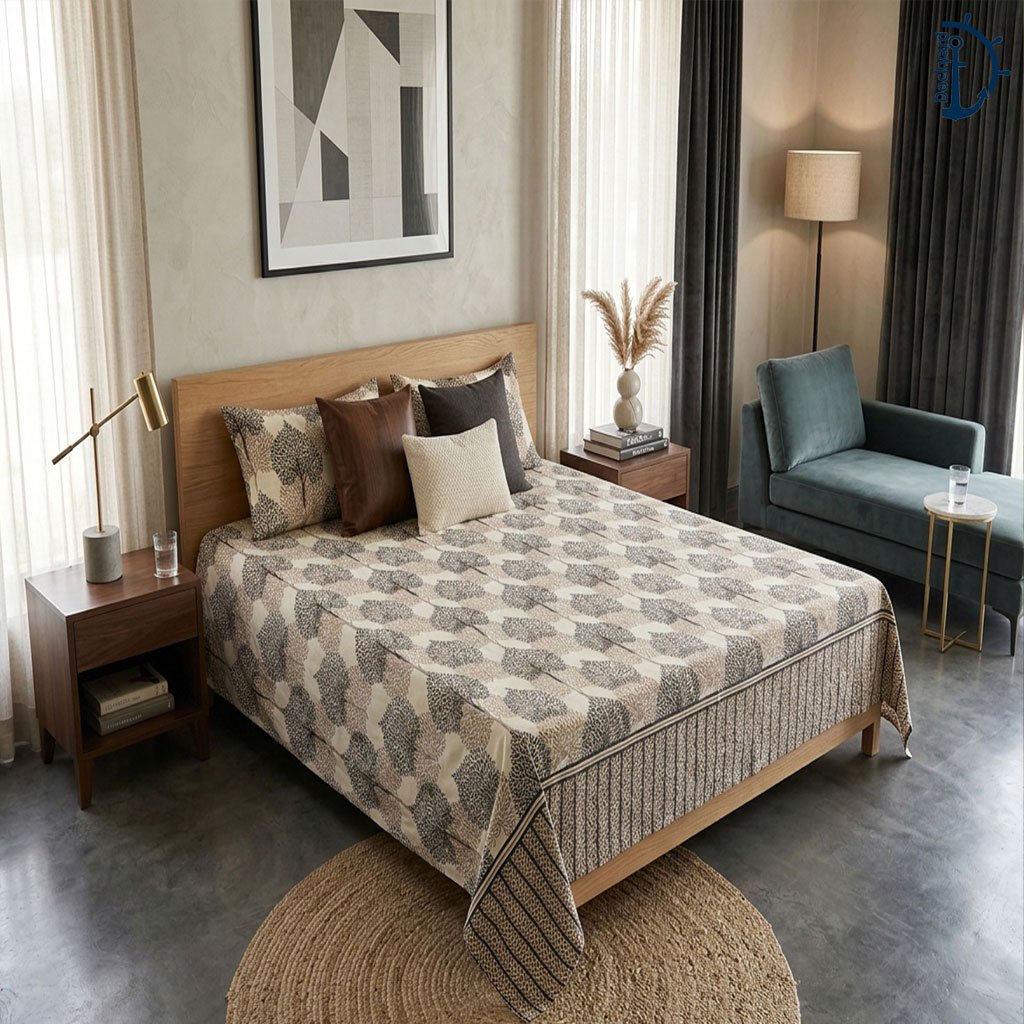 Satin Printed Bed Sheet | Bedsheet set with 2 Pillowcover | 9 - Image 2