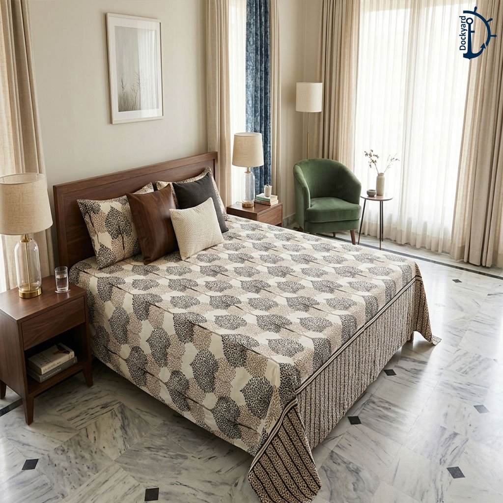 Satin Printed Bed Sheet | Bedsheet set with 2 Pillowcover | 9 - Image 3